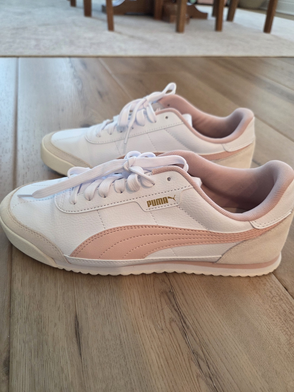 PUMA White Sneakers with Light Pink Accents